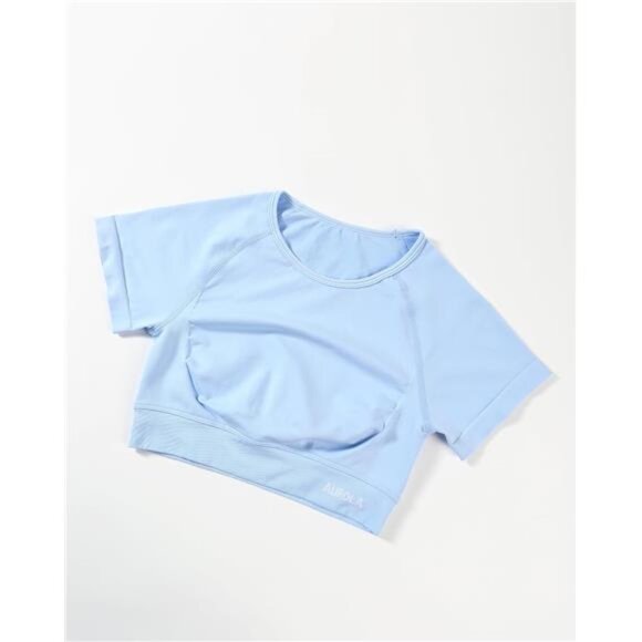 Influence Crop Top Workout Shirts for Women Sky Light - Picture 2 of 6